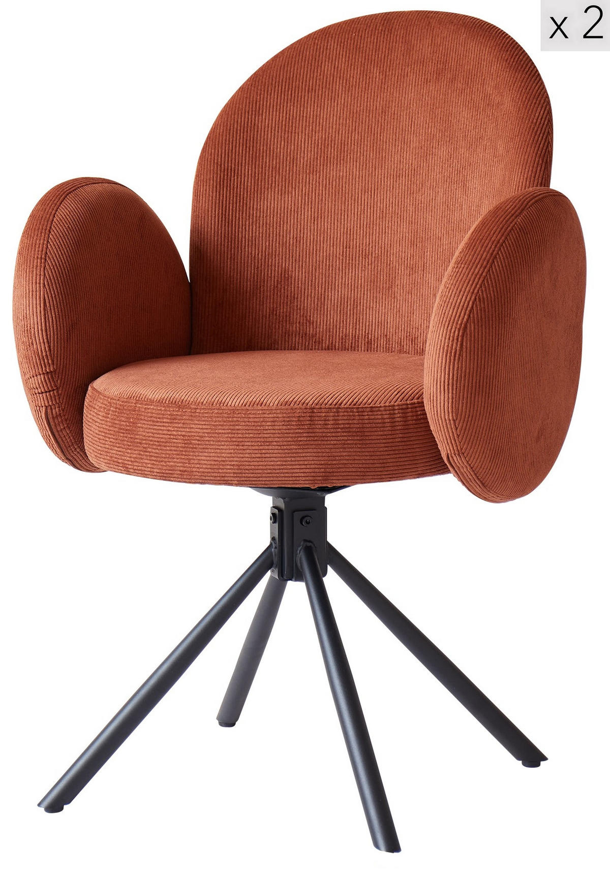 STUHL 2er-Set Kord Terracotta - Rot, Holz (65/89/60cm) - Nordlys