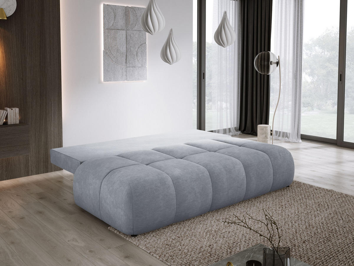 SOFA COCO MINI SCHLAFSOFA mit Bettfunktion, CLOUD Stoffbezug, 2-Sitzer, freistehend, Größe: 205x105x97 cm, Hellgrau - Grau, Holz/Textil (205/97/105cm) - DomoHome