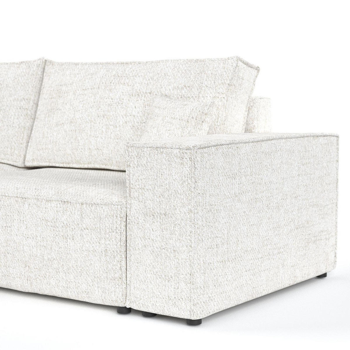 ECKSOFA AVION mit Schlaffunktion Creme im Neve Stoff - Creme/Schwarz, Holz/Holzwerkstoff (253/148cm) - AltaBeds