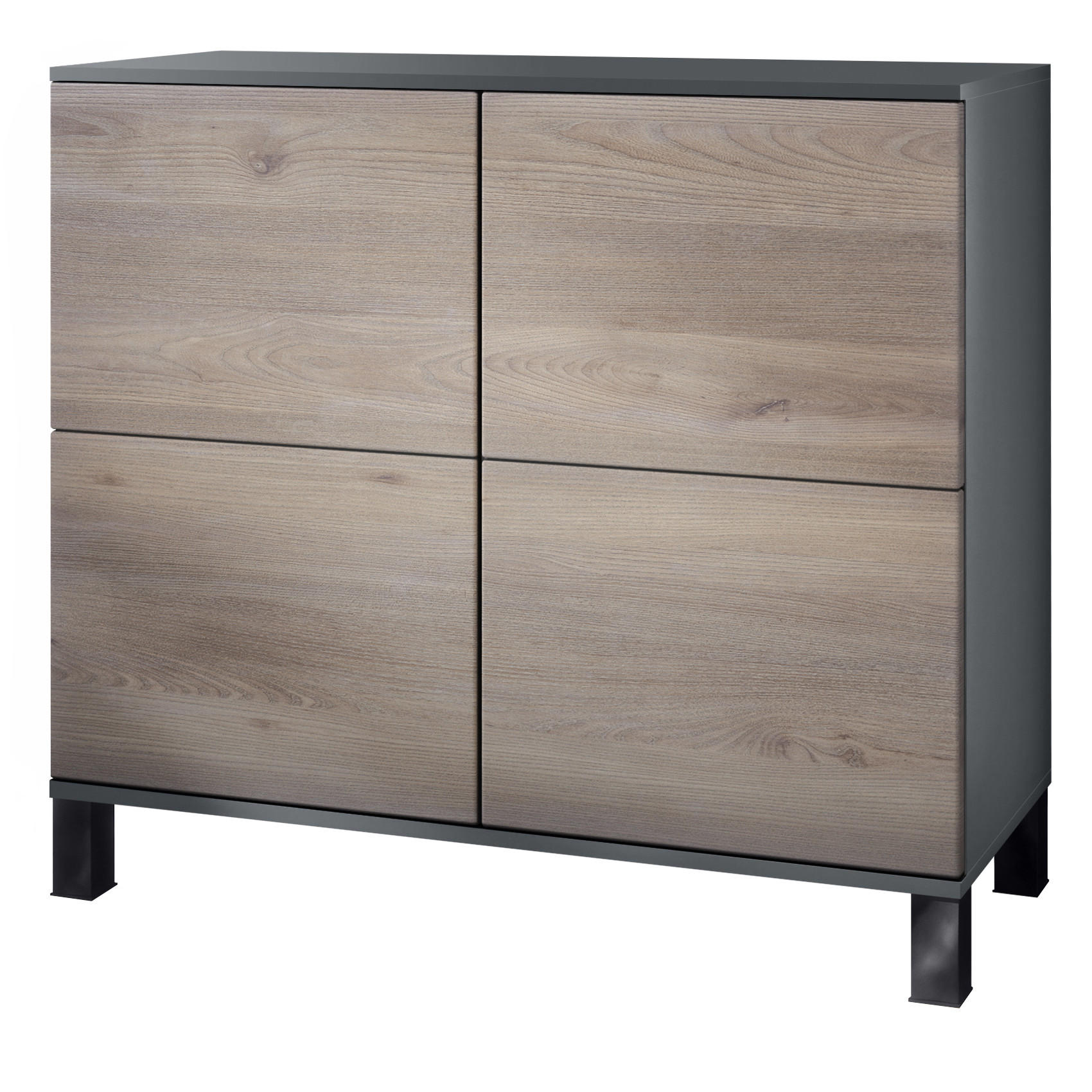 KOMMODE Rova Eiche Nordic - Silbereichenfarben, Holzwerkstoff (92.5/84.5/35cm) - Vladon