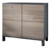 KOMMODE Rova Eiche Nordic - Silbereichenfarben, Holzwerkstoff (92.5/84.5/35cm) - Vladon