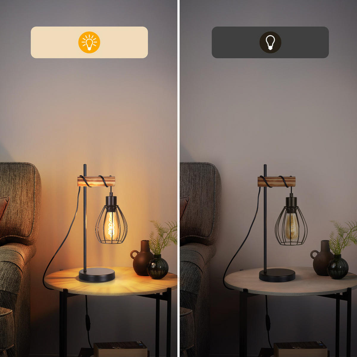 TISCHLEUCHTE Engelbert II 20/15cm - Schwarz, Metall (20/15/46cm) - Nettlife