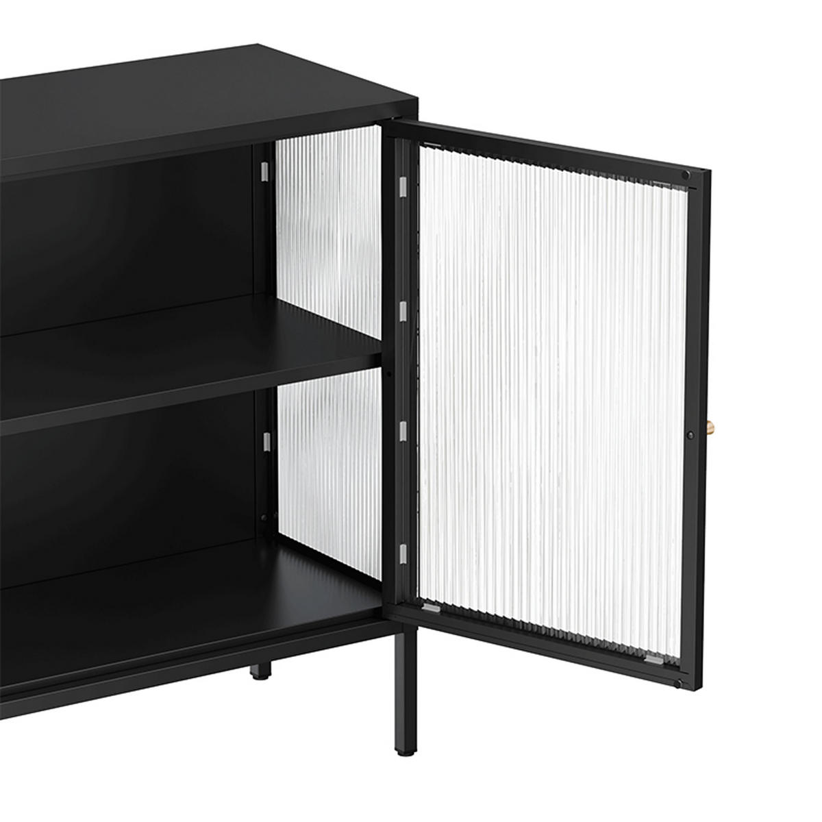 SIDEBOARD 140 cm, Schwarz - Schwarz, Metall (35/80/140cm) - Oviala