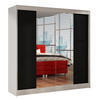 SCHWEBETÜRENSCHRANK Basti II - 200 cm - Schwarz/Weiß, Holzwerkstoff/Metall (200/215/58cm) - Sofnet