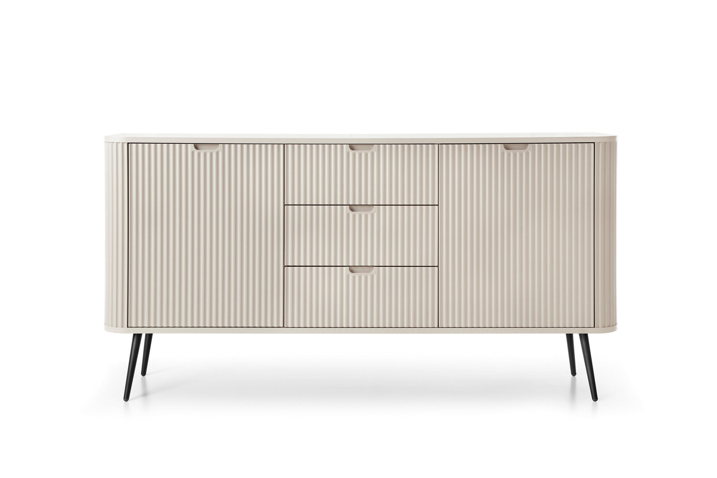 KOMMODE Breite ZOVA Kaschmir-Schwarz, 168x87x39cm 3 Schubladen, 2 Schränke - Kaschmir/Schwarz, Holzwerkstoff/Kunststoff (168/87/39cm) - DomoHome