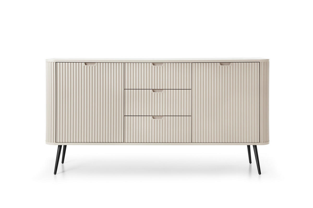 KOMMODE Breite ZOVA Kaschmir-Schwarz, 168x87x39cm 3 Schubladen, 2 Schränke - Kaschmir/Schwarz, Holzwerkstoff/Kunststoff (168/87/39cm) - DomoHome