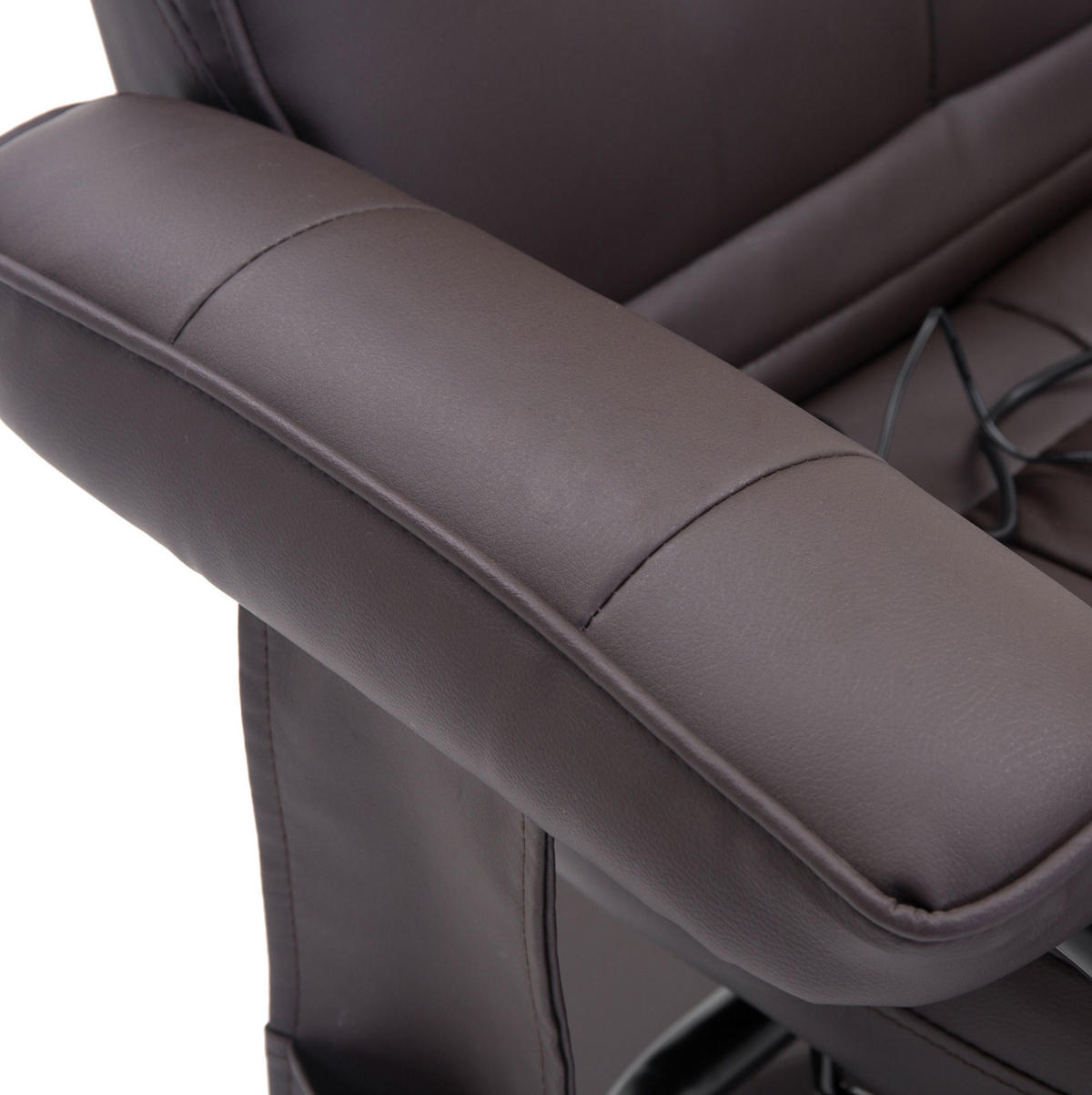 RELAXSESSEL 84/77/95 cm braun aus Stahl und Kunstleder mit Hocker, 360° drehbar und Massagefunktion - Braun, Metall (77/95/84cm) - OKWISH