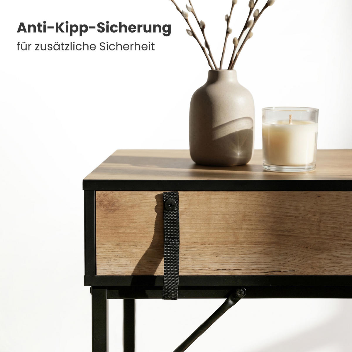 KONSOLENTISCH MODENA 80 cm Craft Eiche - Eichefarben/Schwarz, Holzwerkstoff (35/80/80cm) - Akord