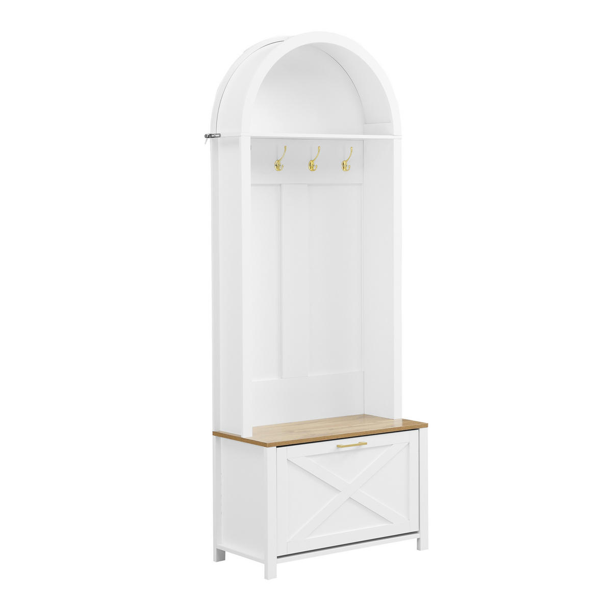 GARDEROBENSCHRANK mit Schuhfach 75 x 35 x 195 cm MDF Weiß Holzoptik - Weiß, Holzwerkstoff (35/195/75cm) - Beauniv