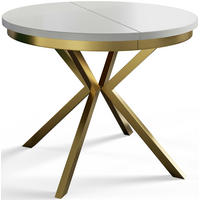 ESSZIMMERTISCH BERGO, ausziehbarer Tisch 90 cm/170 cm, Farbe: Hellgrau, mit Metallbeinen in Farbe Gold - Goldfarben/Grau, Holzwerkstoff (90/90/76cm) - Alpi-Möbel