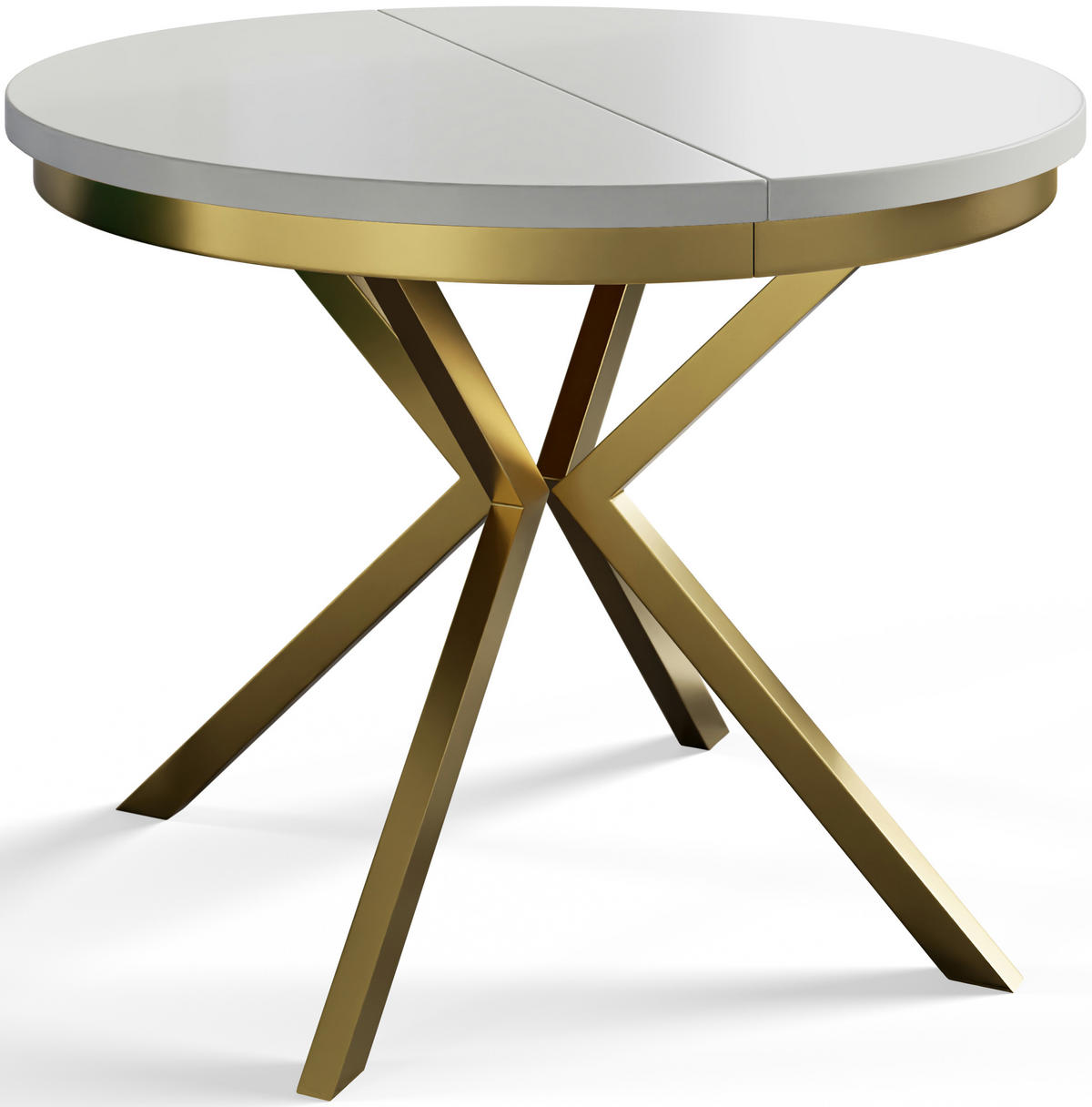 ESSZIMMERTISCH BERGO, ausziehbarer Tisch 90 cm/170 cm, Farbe: Hellgrau, mit Metallbeinen in Farbe Gold - Goldfarben/Grau, Holzwerkstoff (90/90/76cm) - Alpi-Möbel