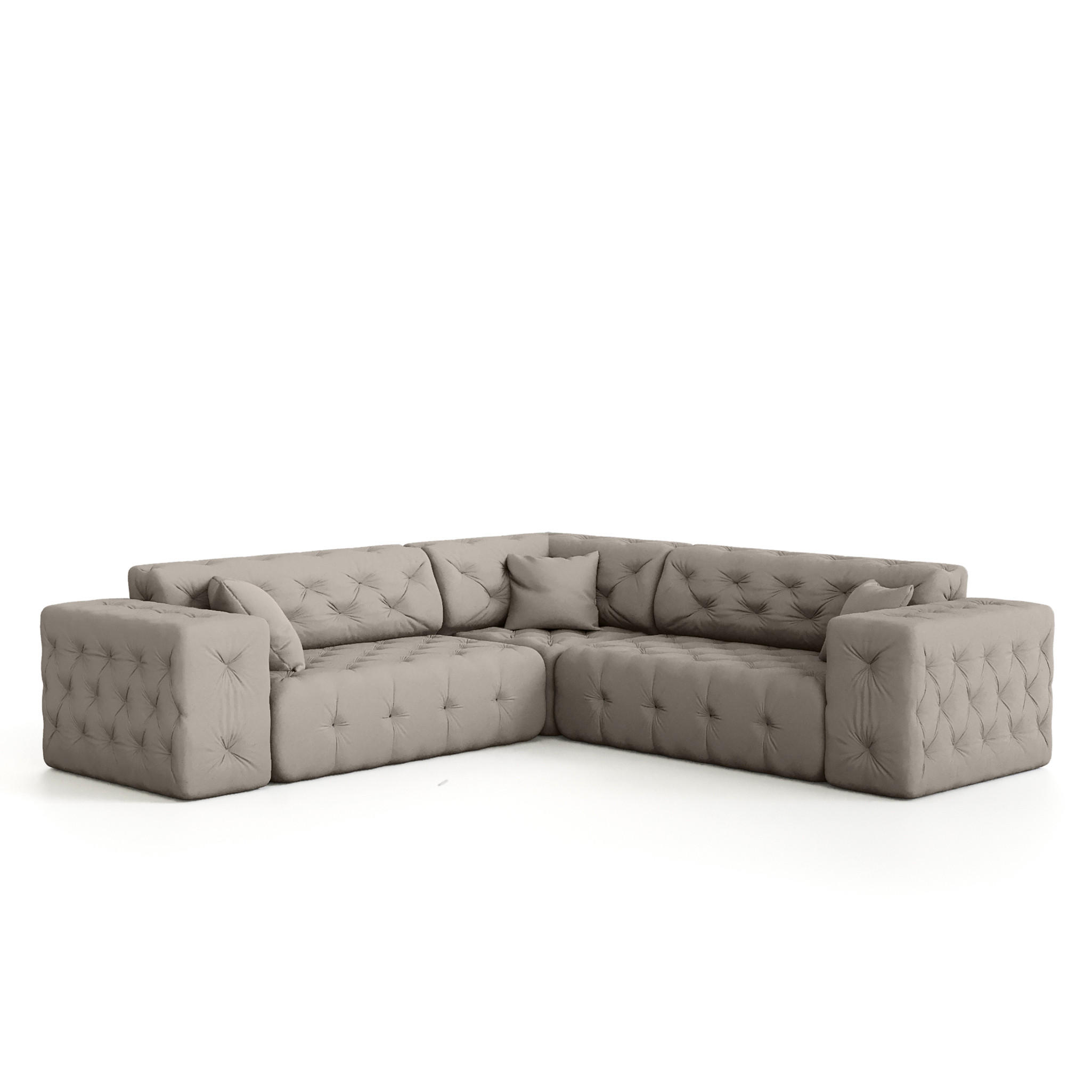ECKSOFA Chantal - Creme, Holzwerkstoff/Textil (246/246cm) - Fun Möbel