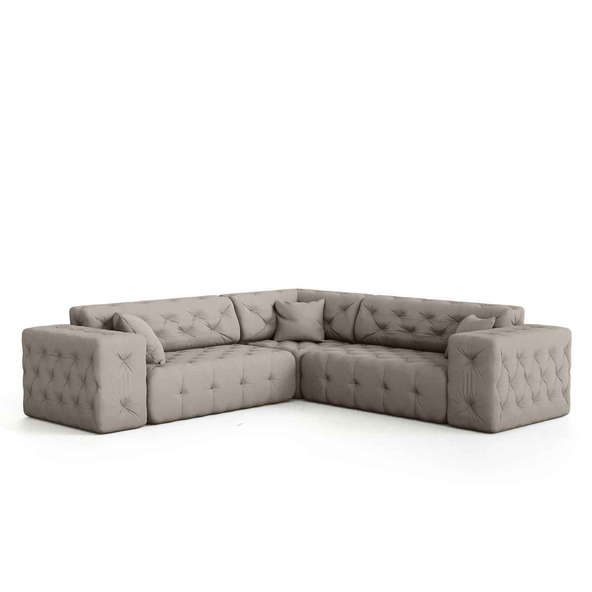 ECKSOFA Chantal - Creme, Holzwerkstoff/Textil (246/246cm) - Fun Möbel