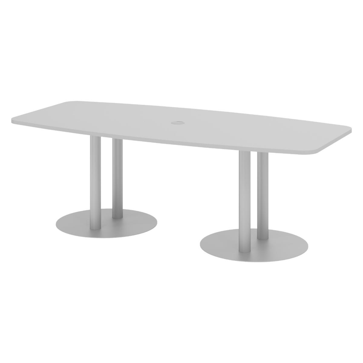 KONFERENZTISCH klein KT22 103/220/74 cm in Grau/Säule in Silberfarben - Silberfarben/Grau, Holzwerkstoff (103/220/74cm) - bümö