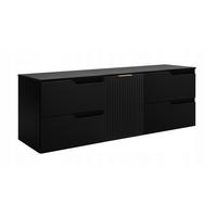 WASCHBECKUNTERSCHRANK MODERN 160 cm mit Arbeitsplatte Farbe: Schwarz mit geriffelter Vorderseite Farbe: Schwarz - Schwarz - Schwarz, Holzwerkstoff (160/57/46cm) - Rodan