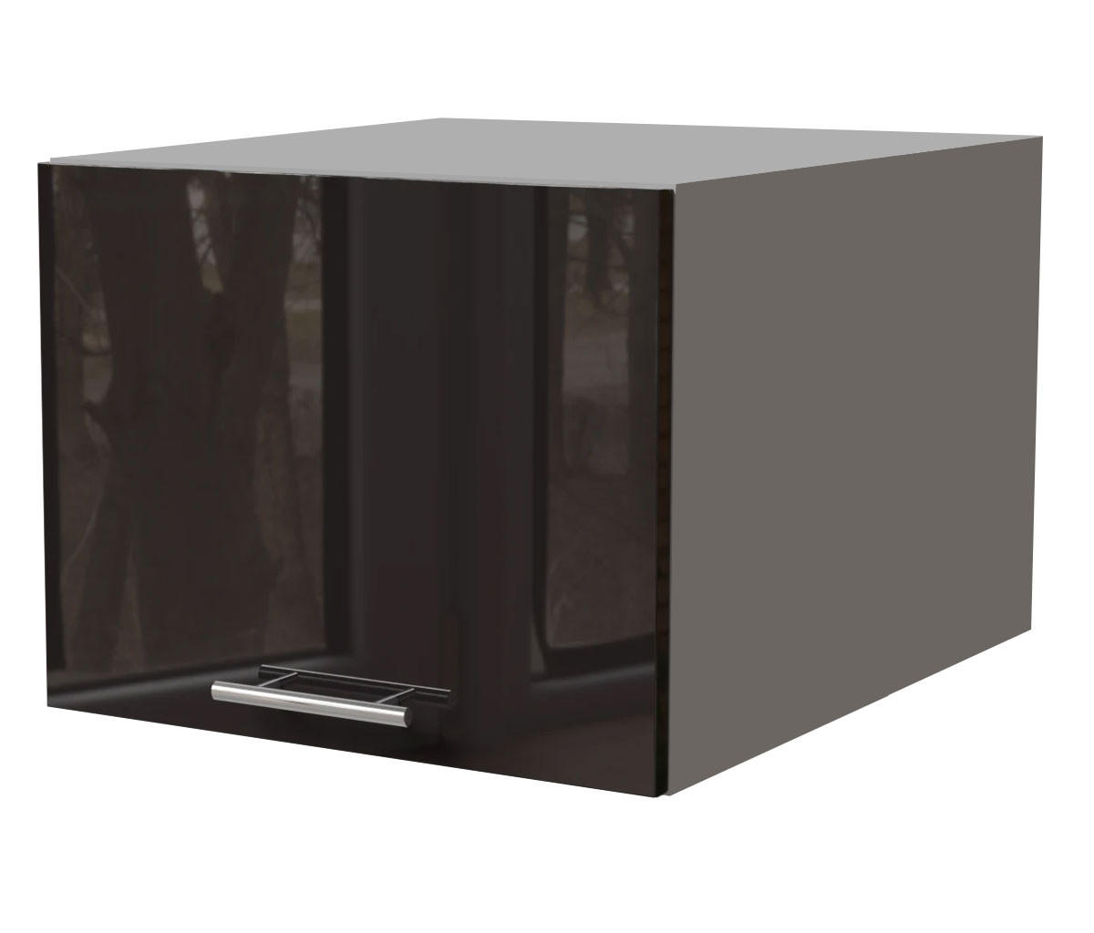 Feldmann-Wohnen Aufsatzschrank Schwarz Hochglanz, Grau 45x36x59 cm
