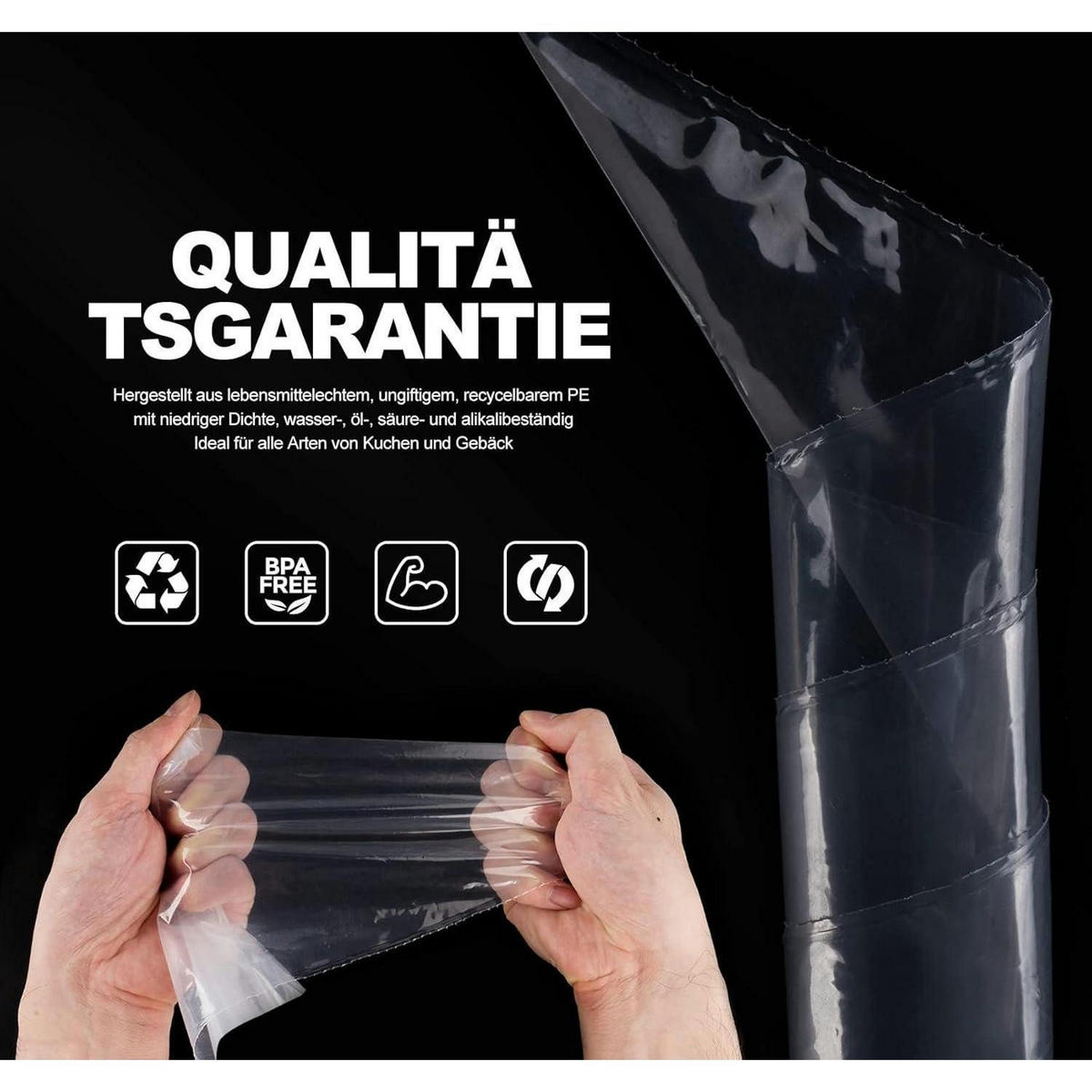 SPRITZBEUTEL 100 Stück 47 cm extra dick mit Spenderkarton - Transparent, Kunststoff (23/47/47cm)