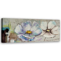 LEINWANDBILD Blumen Aquarell 120x40cm - Blau, Textil (120/40cm) - Feeby
