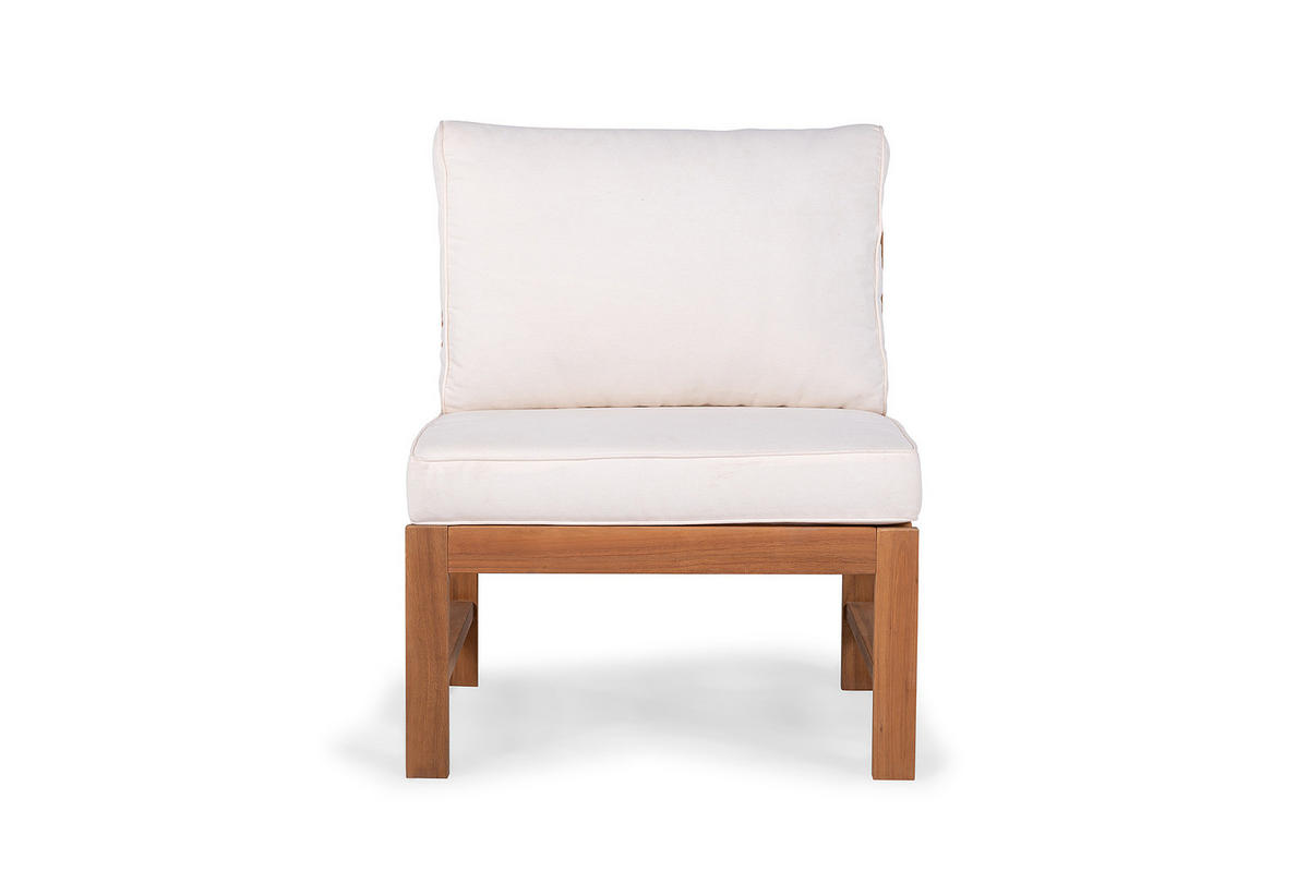 LOUNGESESSEL OHNE ARMLEHNEN - Akazie massiv / Polyester - Braun / Beige - Beige/Braun, Holz/Textil (60/76/66cm) - home24