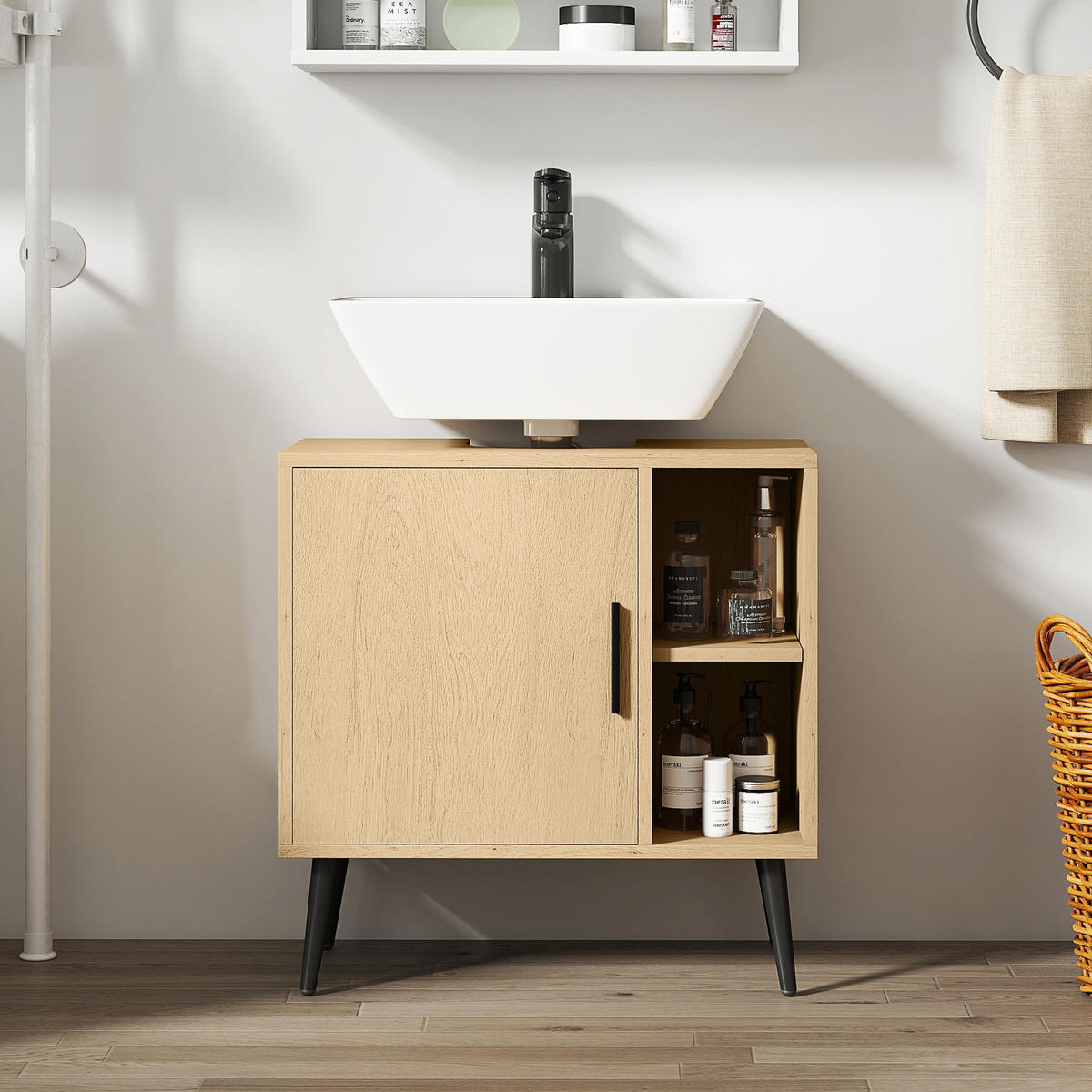 WASCHBECKENUNTERSCHRANK DE-15912 Soft-Close-Tür Eiche - Eichefarben, Holzwerkstoff (60/59.5/30cm) - ComfortXL