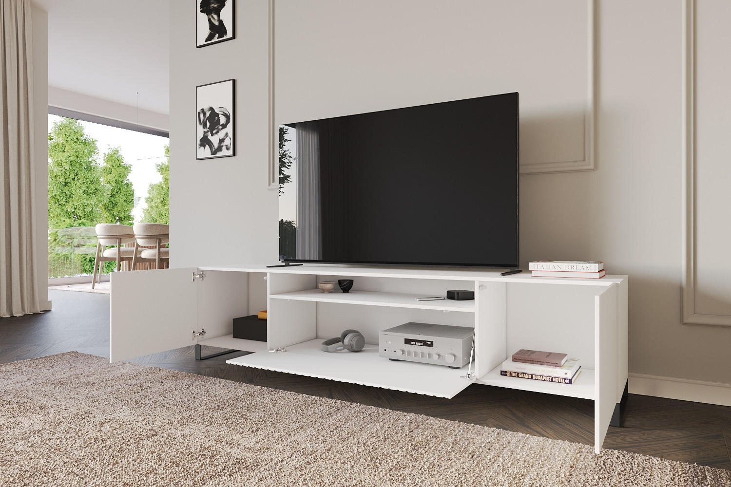 LOWBOARD KITO-S 200x53x41 cm - Weiß - Schwarz/Weiß, Holzwerkstoff (200/53/41cm) - ALTDECOR