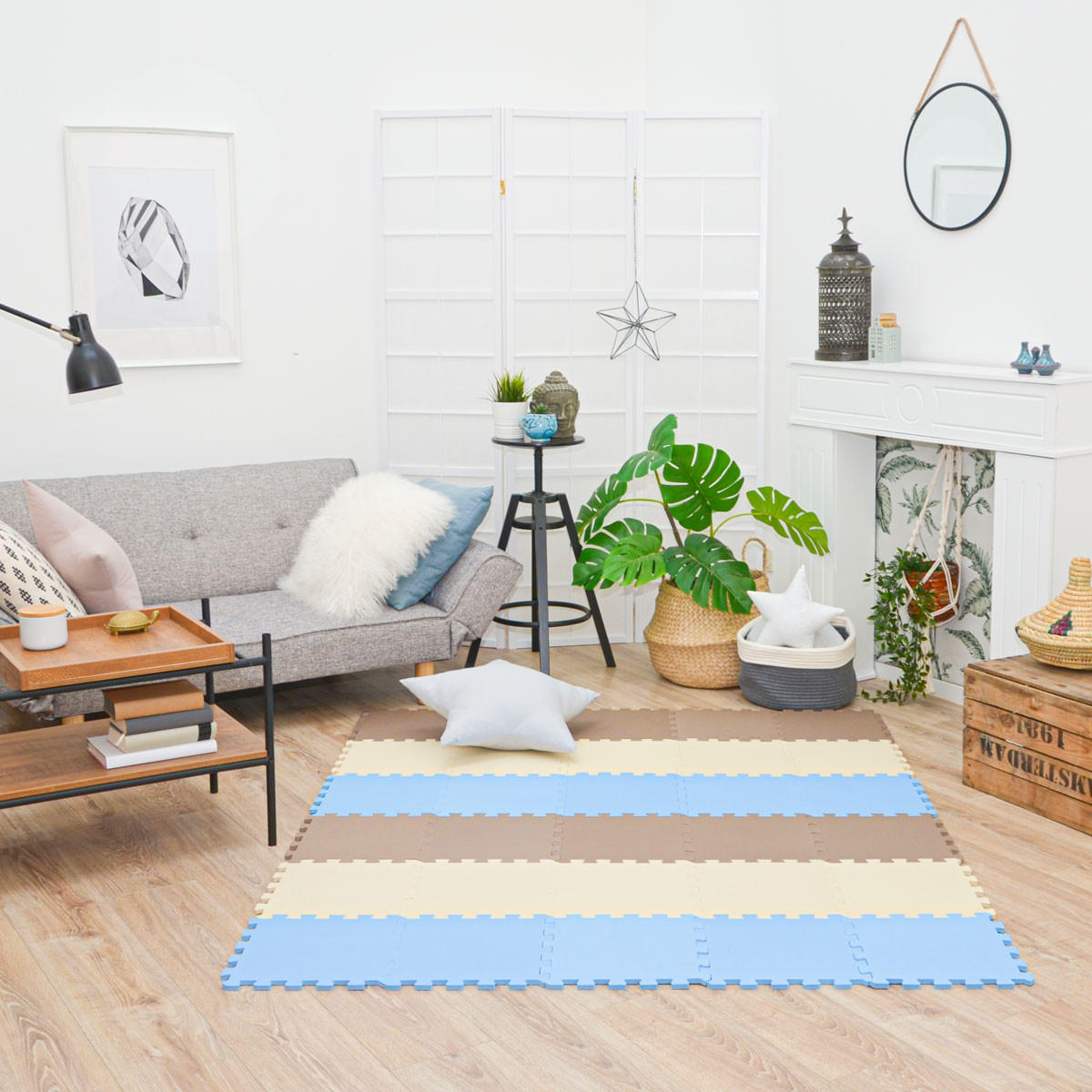 SPIELMATTE ab Null - 270/90 cm Puzzlematte Beige - Multicolor, Kunststoff (30/30cm) - Littletom