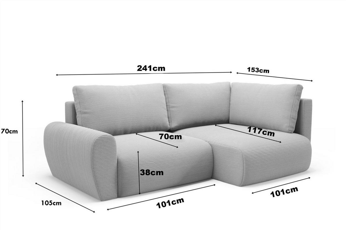 ECKSOFA Galan Mini Mit Schlaffunktion - Weiß, Holzwerkstoff/Textil (153/241cm) - Fun Möbel