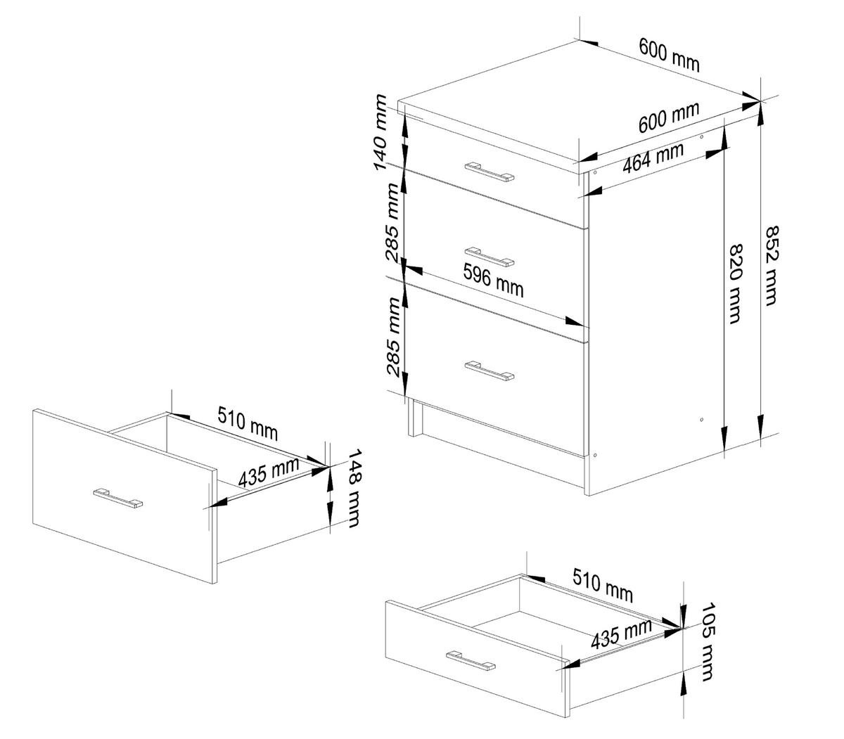 UNTERSCHRANK Weiß, Metallisch Glanz 85/60/46 - Weiß/Grau, Holzwerkstoff (60/85/46cm) - RAUMHIRSCH FURNITURE