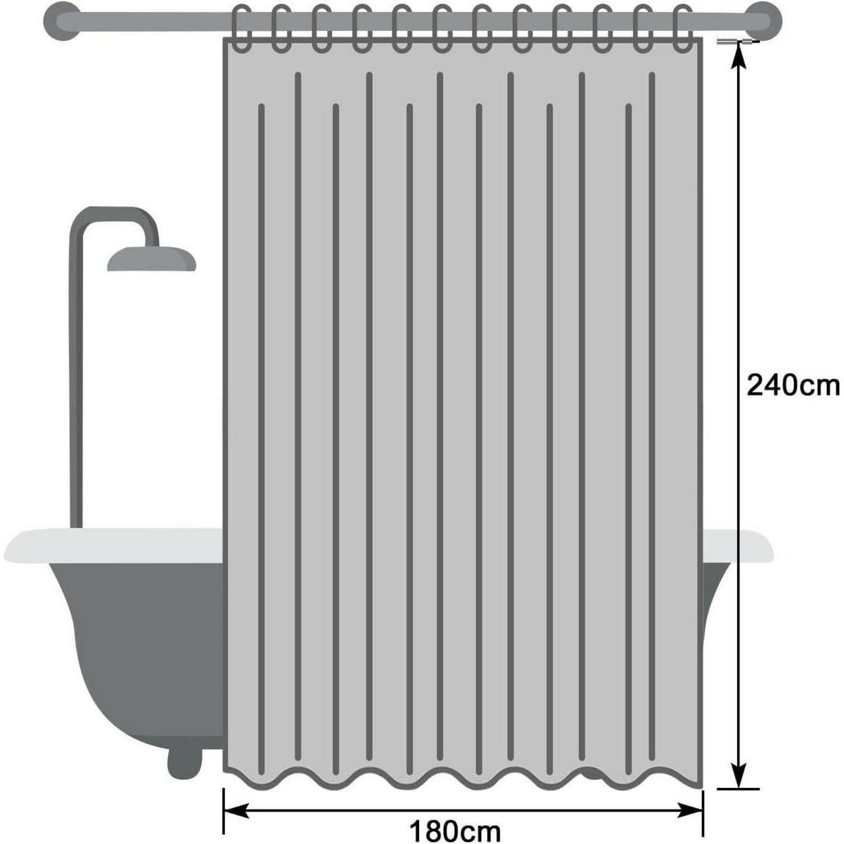 DUSCHVORHANG Überlänge 180 x 240 cm Weiß Wasserdicht Textil - Weiß, Textil (180/240cm)