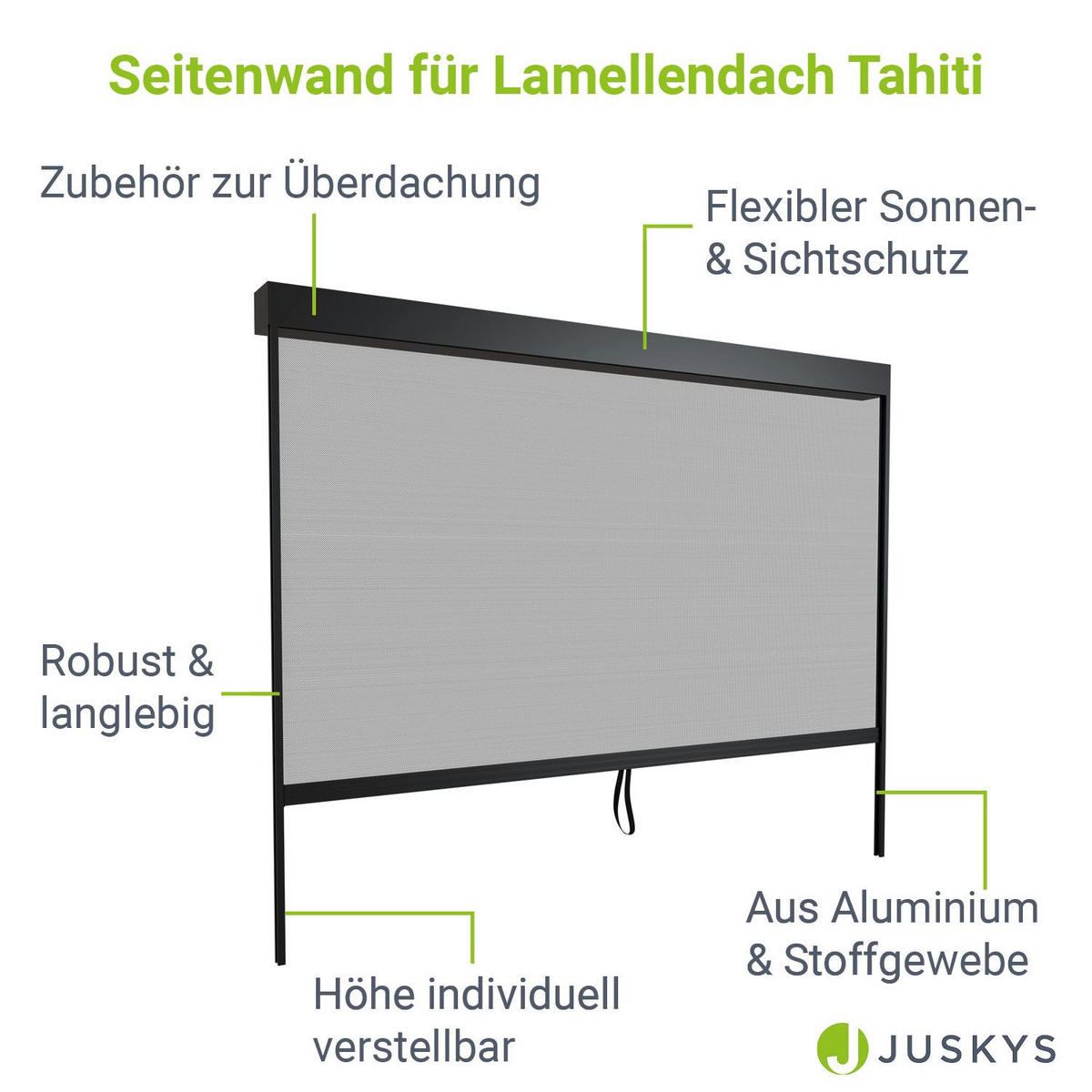 SEITENWAND für Lamellendach Tahiti 3 x 2,4 m anthrazit - Anthrazit, Metall (300/240/700cm) - Juskys