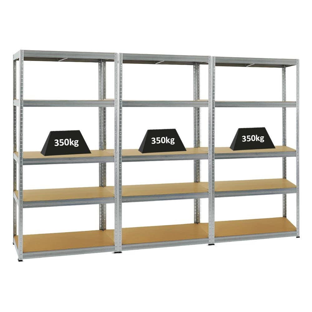 SCHWERLASTREGAL Slim Elephant M 3er-Set mit 3x 180x90x60 cm 5 Ebenen Fachlast 350 kg Verzinkt - Silberfarben, Metall (270/180/60cm) - PROREGAL