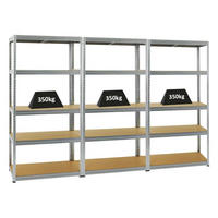 SCHWERLASTREGAL Slim Elephant M 3er-Set mit 3x 180x90x60 cm 5 Ebenen Fachlast 350 kg Verzinkt - Silberfarben, Metall (270/180/60cm) - PROREGAL