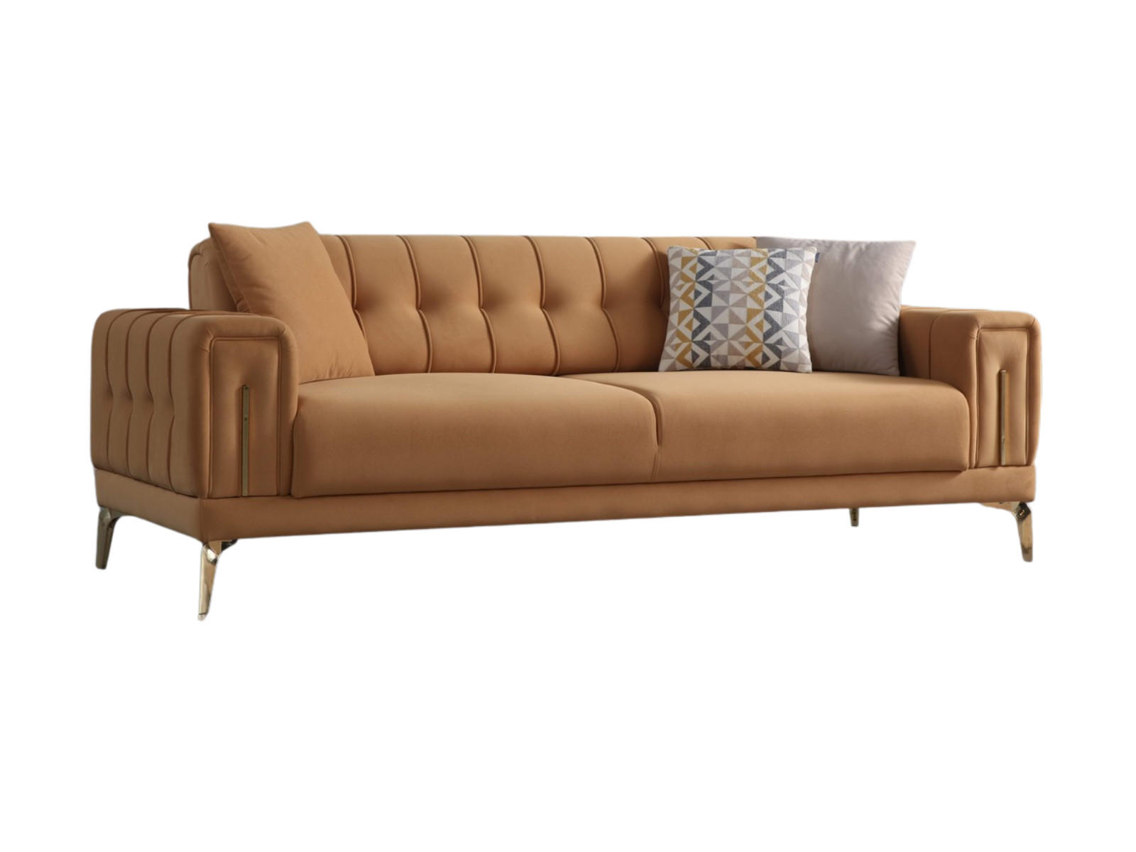 SOFA Majesty 3-Sitzer Mikrofaser Webstoff Karamell - Braun, Kunststoff/Textil (230/86/93cm)