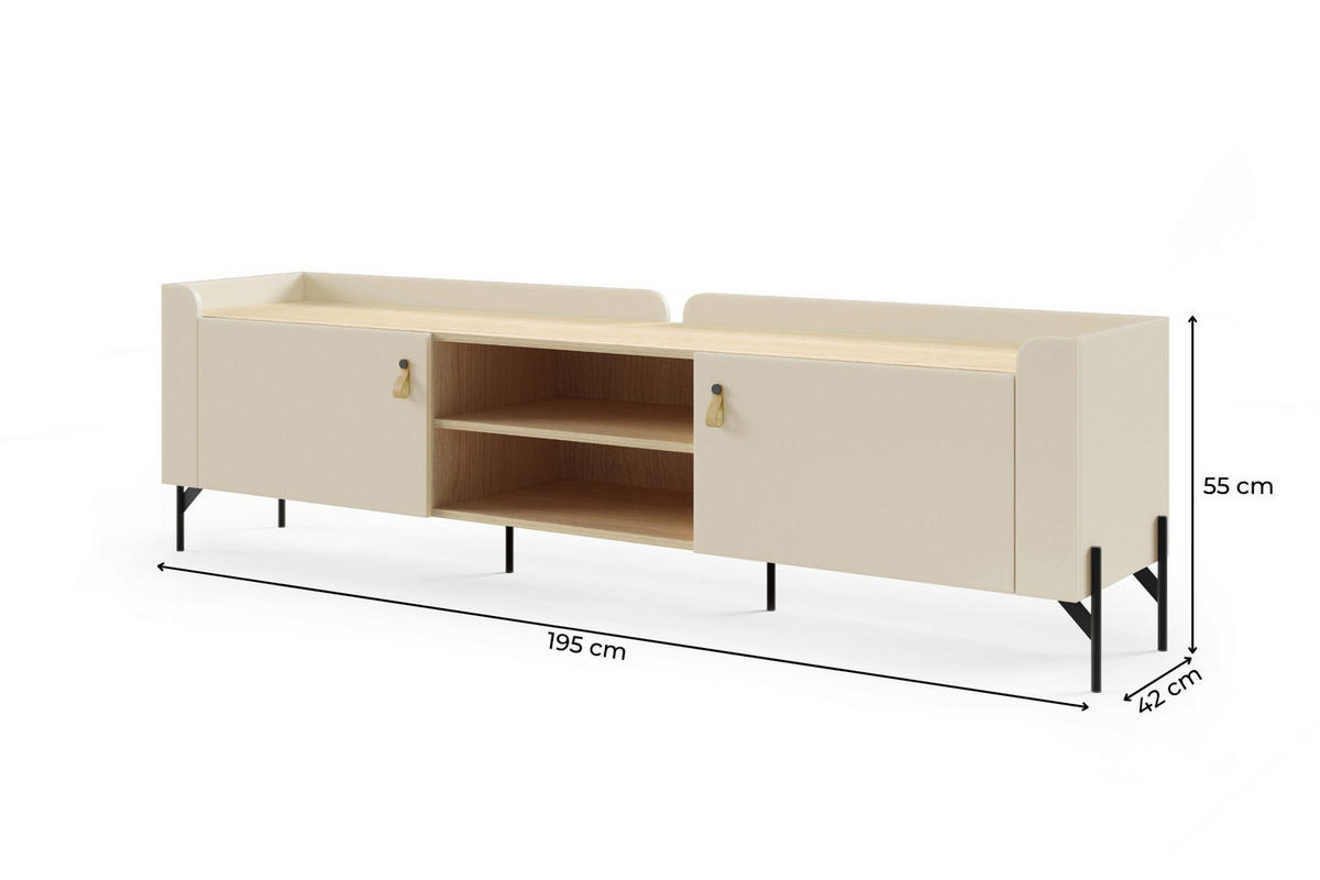 TV-LOWBOARD SOVI 08 195 / 55 / 42 cm in Macadamia / Eiche Mavelie - Eichefarben/Beige, Holzwerkstoff (195/55/42cm) - Deine Möbel 24