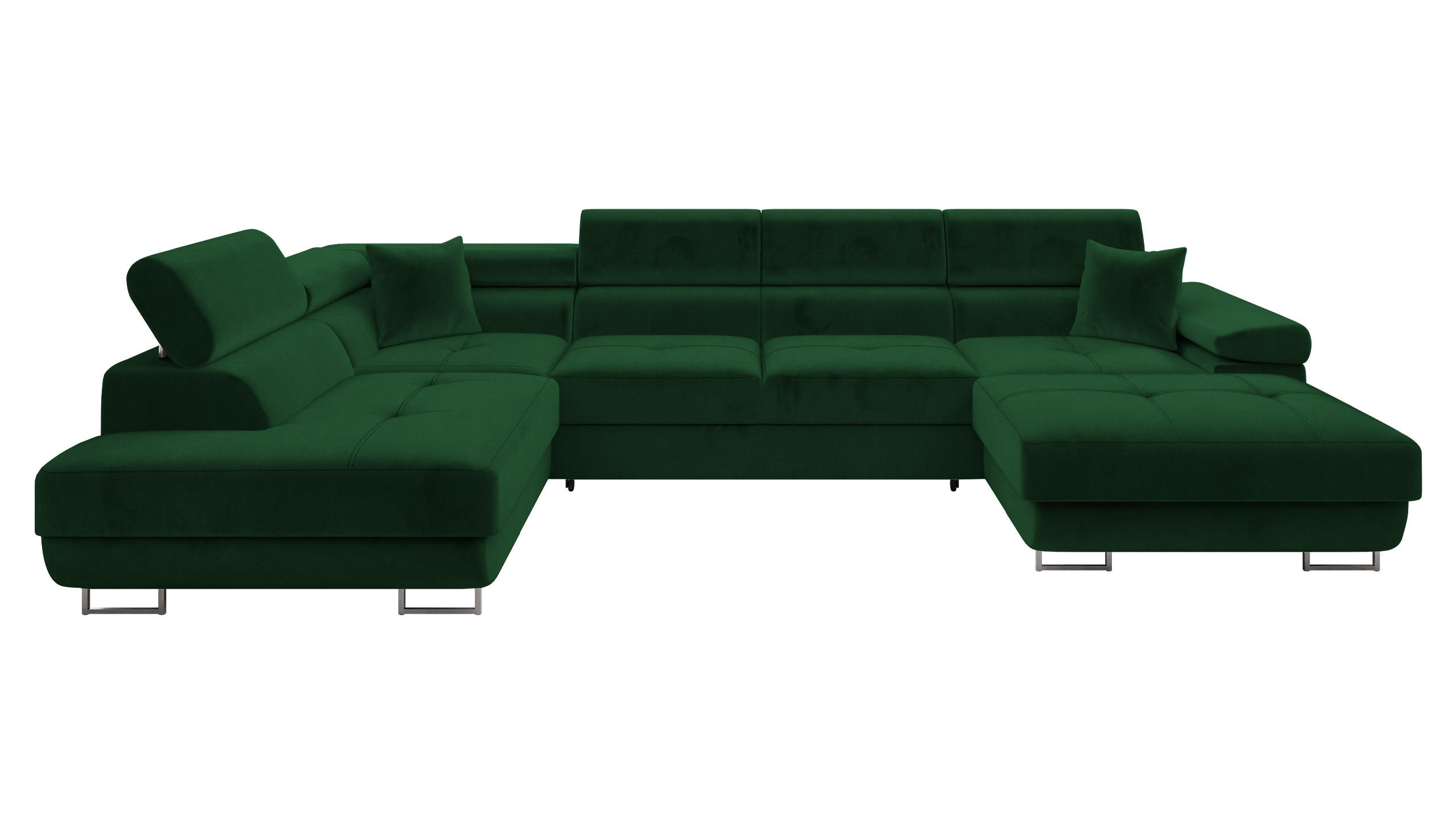 WOHNLANDSCHAFT Torezio Bis, Seite: Links - Grün, Holz/Textil (346/90/203cm) - MIRJAN24