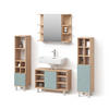 BADMÖBEL-SET Fucino Grün 4 Teile, mit Midischränke - Eiche Wotan/Grün, Holzwerkstoff (60/54/32cm) - Livinity®