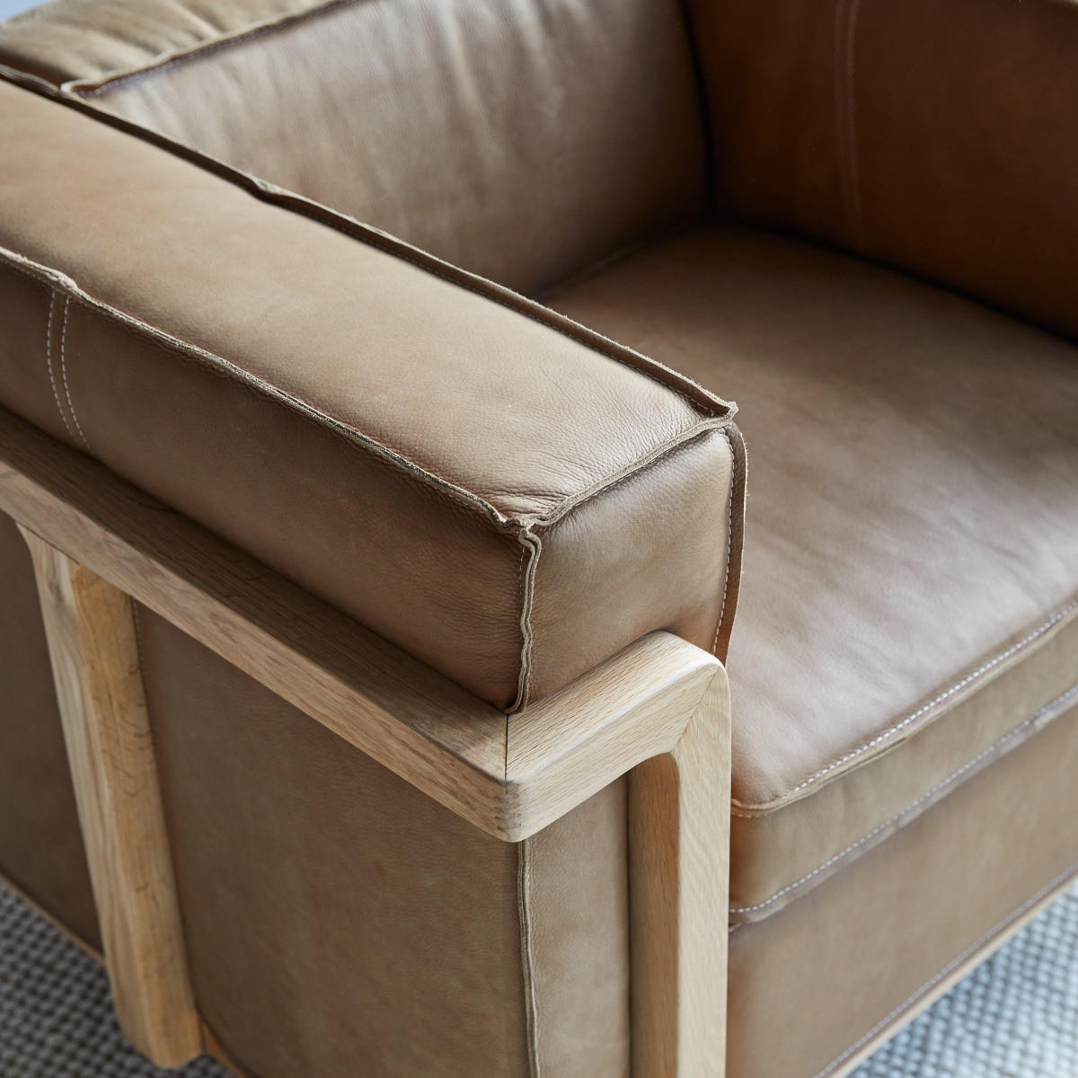 SESSEL Cobbelwood Braun aus Leder - Braun, Leder (90/70/78cm) - Tikamoon