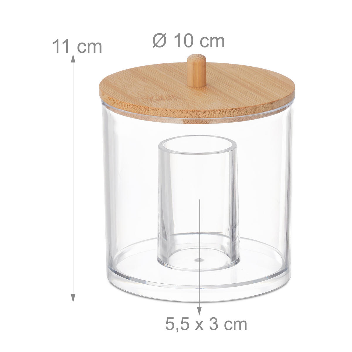 WATTESTÄBCHEN-BEHÄLTER - Multicolor, Holz/Kunststoff (10/11/10cm) - Relaxdays