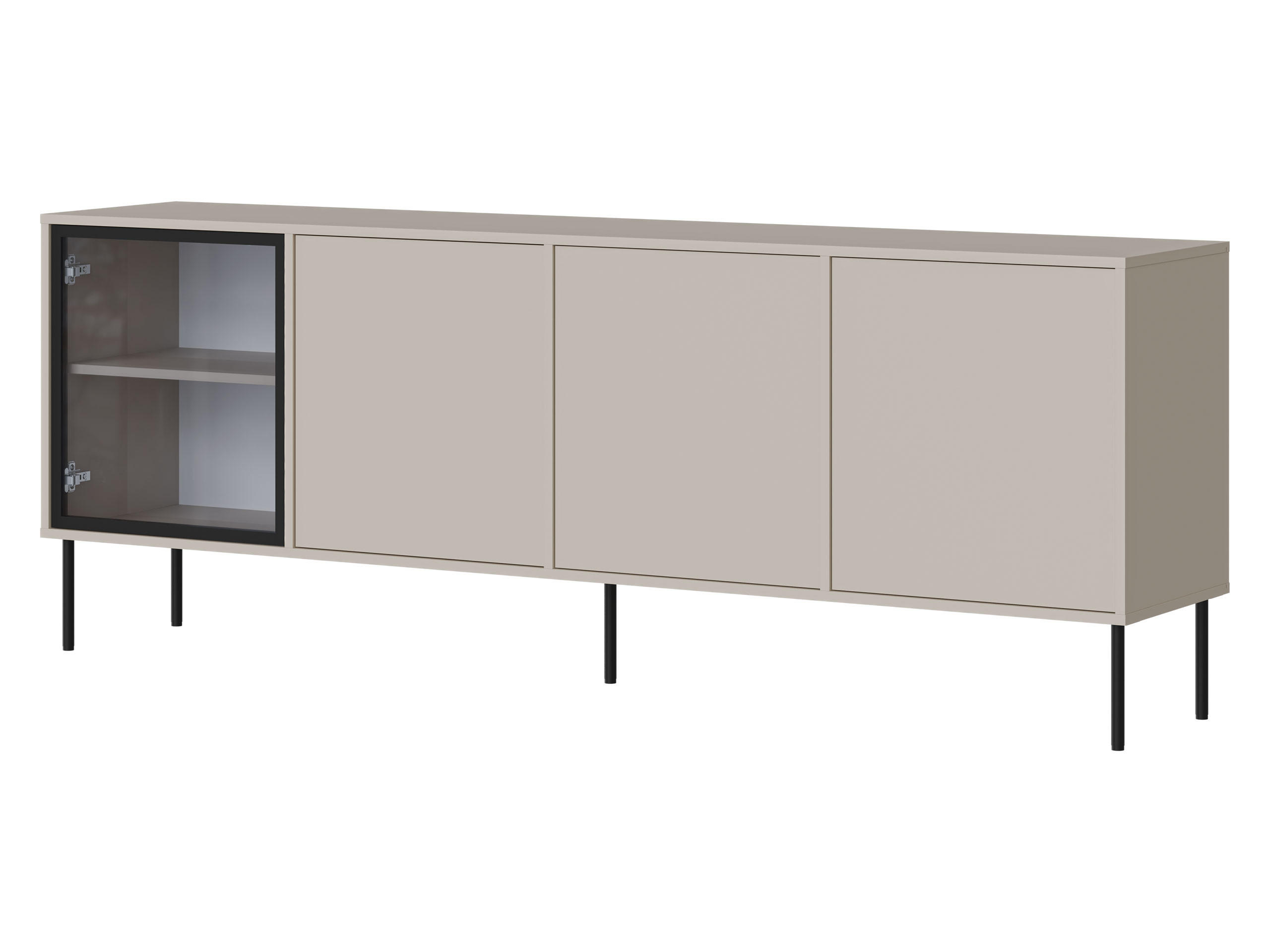 SIDEBOARD Domi 200 4D - Kaschmir/Schwarz, Holzwerkstoff/Metall (200/75/40cm) - MIRJAN24