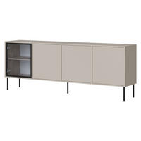 SIDEBOARD Domi 200 4D - Kaschmir/Schwarz, Holzwerkstoff/Metall (200/75/40cm) - MIRJAN24