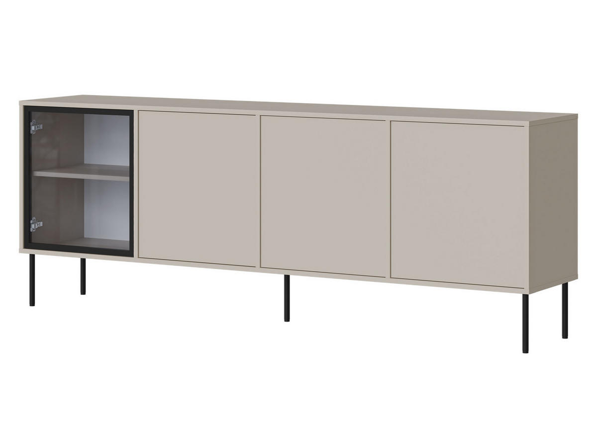 SIDEBOARD Domi 200 4D - Kaschmir/Schwarz, Holzwerkstoff/Metall (200/75/40cm) - MIRJAN24