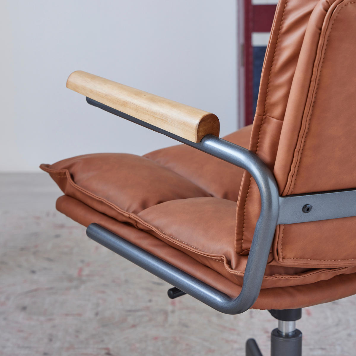 BÜROSTUHL in Braun 46x65x72 cm aus Leder mit Höhenverstellung und Drehfunktion - Braun, Leder (65/72/46cm) - IVMEU