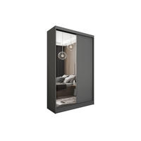 SCHWEBETÜRENSCHRANK PATRIZIA 120/216/61 cm 2-türig mit Spiegel Grau - Grau, Holzwerkstoff (120/216/61cm) - MASSENO