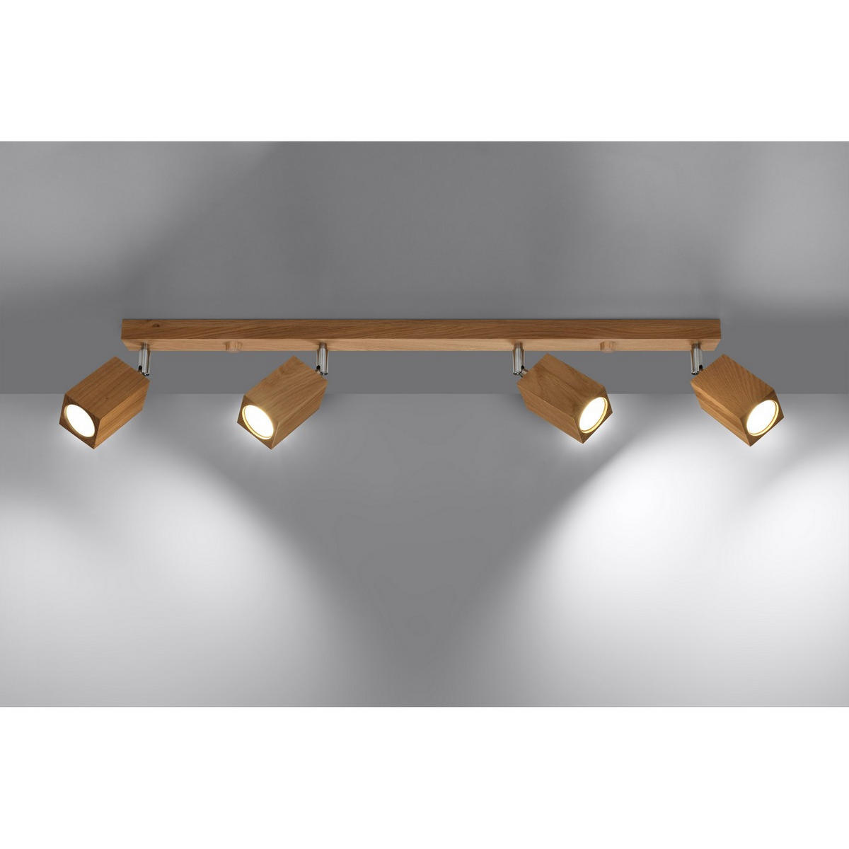 DECKENLEUCHTE Holz Braun Eiche - Braun, Holz (80/5/20cm) - Sollux Lighting