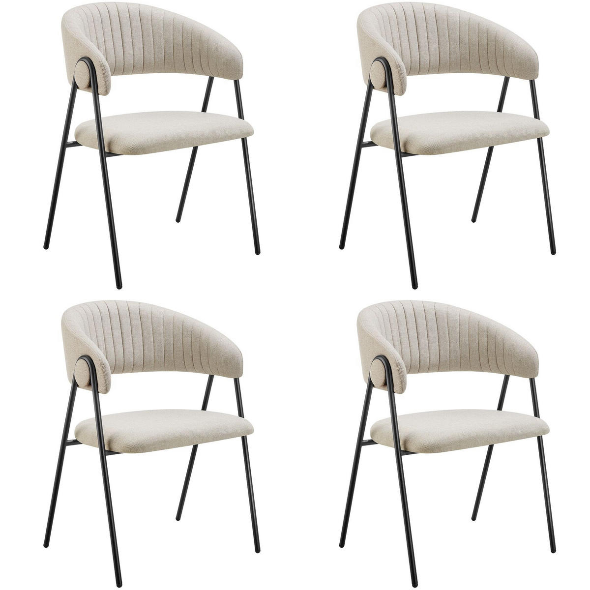ARMLEHNSTUHL 4er Set Bedano 60 x 58 x 85 cm greige - Greige, Kunststoff (60/85/58cm) - tectake
