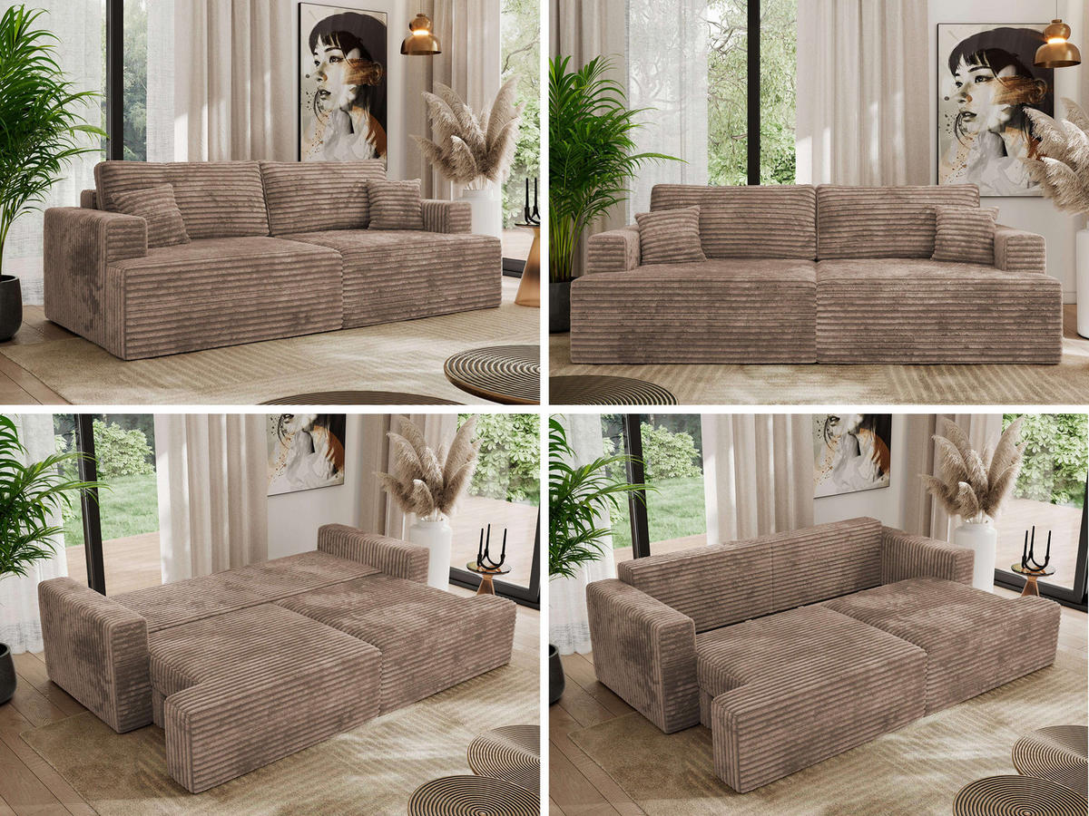 4-SITZER SOFA VIRELLA Braun Cord - Schwarz/Braun, Textil (240/88/115cm) - MKS