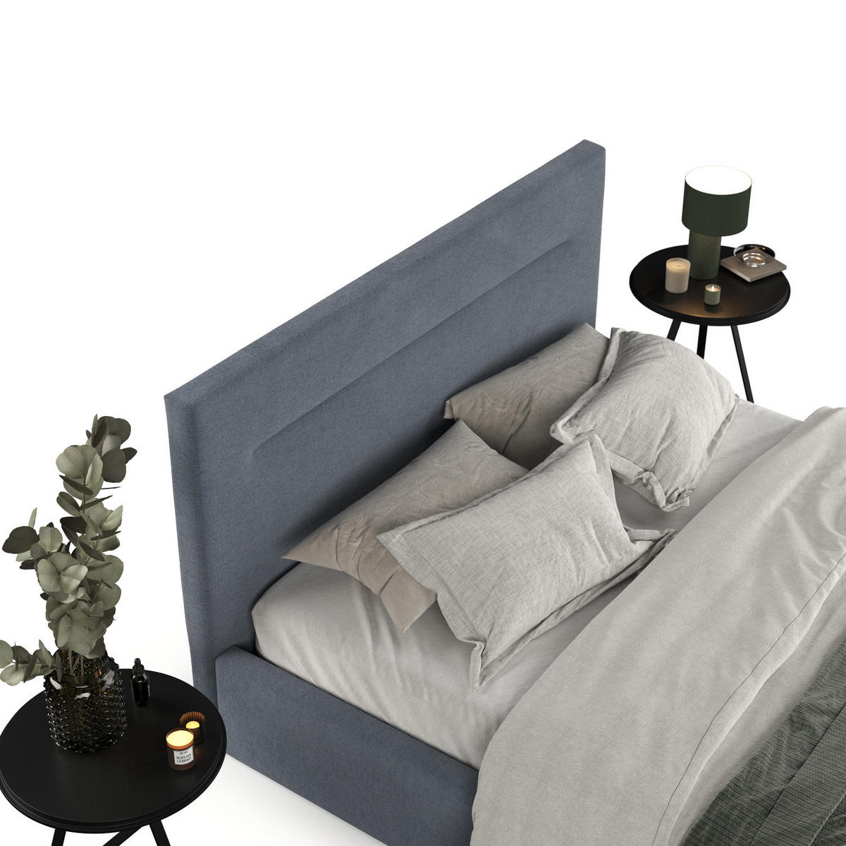 POLSTERBETT Liline 160/200 cm Blau im Asti Stoff - Blau/Schwarz, Holz/Holzwerkstoff (160/200cm) - AltaBeds