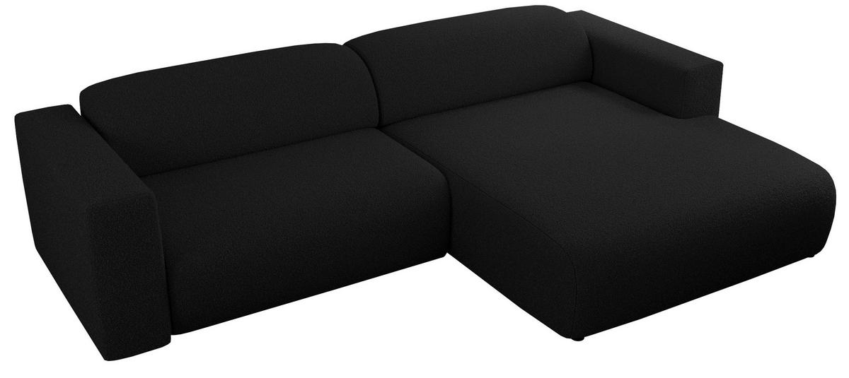 ECKSOFA PASADENA Schwarz Bouclé - Rechts Seite - Schwarz, Kunststoff/Textil (180/288cm) - MKS