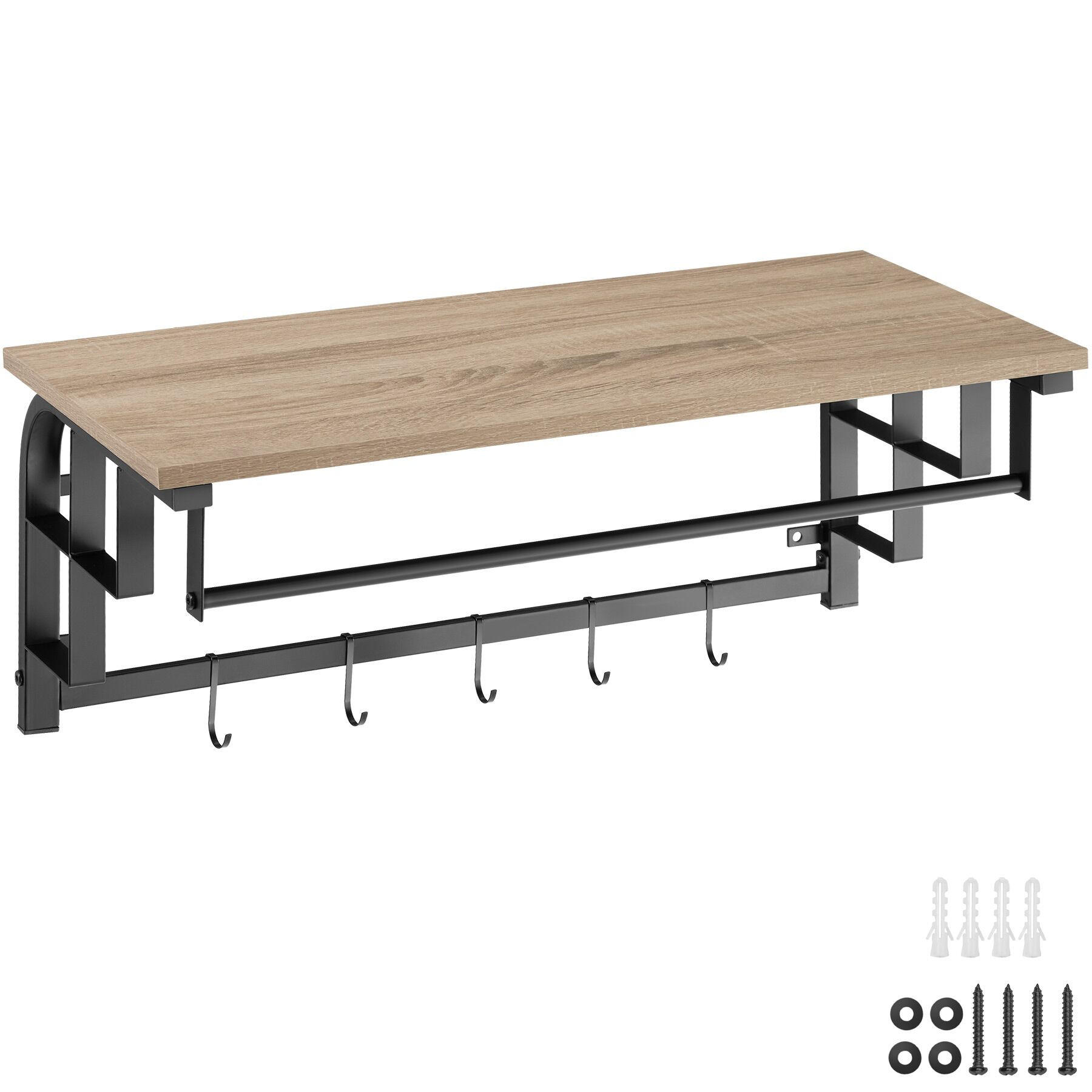 tectake Wandgarderobe Natur 66x27x30 cm