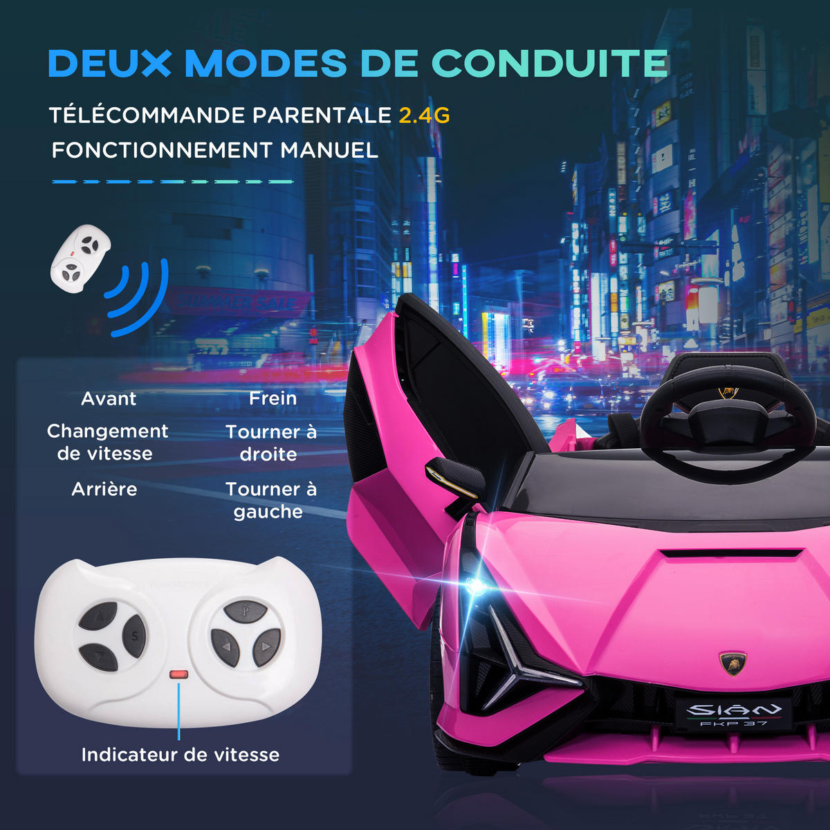 ELEKTRO-KINDERAUTO DE-13024 2,4G Fernbedienung Rosa - Pink, Kunststoff (108/62/40cm) - ComfortXL